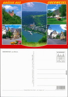 Ansichtskarte Oberwesel Burg, Überblick, Bootsanlegestelle, Ortsmotive 1990 - Oberwesel