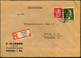 Registered Cover To Berlin - "F. Ullmann Gmbh, Graphische Anstalt, Zwickau I. Sa." - Covers & Documents