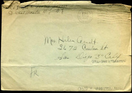 Cover From Camp H. Tareyton (France) To San Diego, California - November 21, 1945 - Briefe U. Dokumente