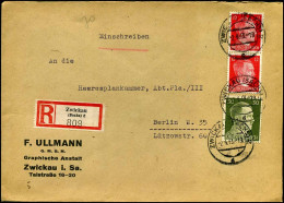 Registered Cover To Berlin - "F. Ullmann Gmbh, Graphische Anstalt, Zwickau I. Sa." - Covers & Documents
