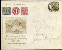 Cover To Stuttgart - "Regierungs-Jubiläum Der Königsreichs Württemberg 1806-1906" - Lettres & Documents