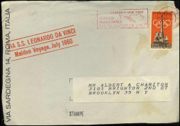 Coverfront To Brooklyn, New York, U.S.A. - Via S.S. Leonardo Da Vinci, Maiden Voyage, July 1960 - 1946-60: Poststempel