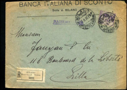 Registered Cover - "Banca Italiana Di Sconto, Sede Di Milano" - Afgestempeld