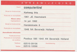 Verhuiskaart G. 55 Particulier Bedrukt Heemskerk 1992 - Entiers Postaux