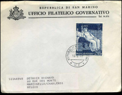 Cover To Marcinelle, Belgium - "Republlica Di San Marino - Ufficio Filatelico Governativo" - Cartas & Documentos
