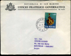 Cover To Marcinelle, Belgium - "Republlica Di San Marino - Ufficio Filatelico Governativo" - Storia Postale