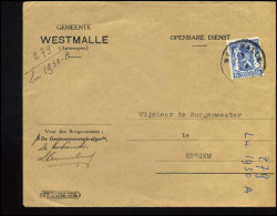Cover Naar Edegem - "Gemeente Westmalle" - 1935-1949 Sellos Pequeños Del Estado
