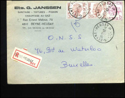 Aangetekende Cover Naar Bruxelles - "Ets. G. Janssen, Sanitaire-toitures-pignon-chauffage Au Gaz, Beyne-Heusay" - 1970-1980 Elström