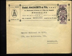 Cover Naar Bruxelles - "Etabl. Hasaerts & Fils Sprl, Quincaillerie-outillage, Bruxelles" - 1935-1949 Petit Sceau De L'Etat