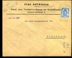 Cover Naar Edegem - "Dienst Voor Voedselvoorziening En Rantsoeneering, Antwerpen" - 1935-1949 Klein Staatswapen