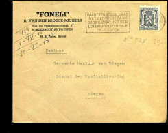 Cover Naar Edegem - "Foneli, A. Van Den Broeck-Michiels, Borgerhout" - 1935-1949 Small Seal Of The State