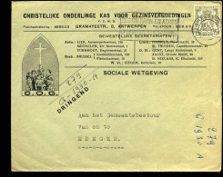 Cover Naar Edegem - "Christelijke Onderlinge Kas Voor Gezinsvergoedingen, Antwerpen" - 1935-1949 Klein Staatswapen