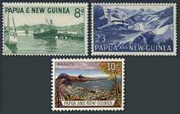Papua New Guinea 157, 160, 162, Hinged. Port Moresby Harbor,Plane,Rabault, 1961. - Guinea (1958-...)