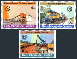 Guinea 660-662, MNH. Michel 685-687. Bauxite Mining, Boke, 1974. Freighter. - Guinea (1958-...)