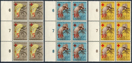 Neth New Guinea B4-B6 Blocks/6, MNH. Mi 38-40. Bird Of Paradise, Red Cross 1955. - Guinee (1958-...)