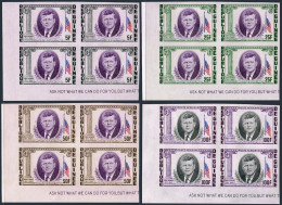 Guinea 325-327, C56 Imperf Blocks/4, MNH. Michel 226-229. John F. Kennedy, 1964. - Guinea (1958-...)