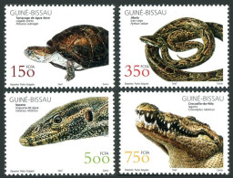 Guinea Bissau 2002 Year Set/4 Reptiles, MNH. Turtle, Python, Lizard, Crocodile. - Guinée (1958-...)