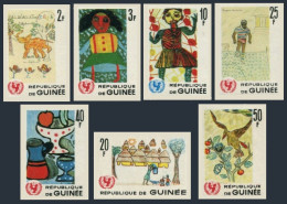 Guinea 442-448 Imperf,MNH.Mi 402B-408B. UNICEF,20,1966.Child Drawings.Elephant, - Guinea (1958-...)