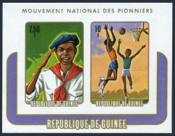 Guinea 683a Imperf, MNH. Michel Bl.37B. Pioneer Movement, 1974. Basketball. - Guinée (1958-...)
