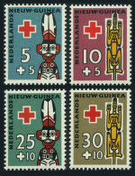 Neth New Guinea B15-B18, Hinged. Mi 49-52. Red Cross,1958. Ancestral Image,Bowl. - Guinea (1958-...)