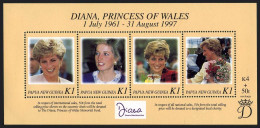 Papua New Guinea 937 Ad Sheet, MNH. Diana, Princess Of Wales, Memorial 1998. - Guinee (1958-...)