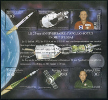 Guinea 1866-1867 Af Sheets,MNH. Space 2000.Apollo-Soyuz Mission,25th Ann. - Guinea (1958-...)