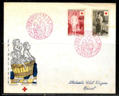 P241 - CROIX ROUGE N° 1089 Et 1090 SUR LETTRE DE EPINAL DU 08/12/56 - PREMIER JOUR - TACHES - Commemorative Postmarks