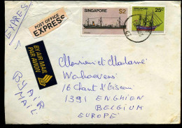 Express Cover To Petit-Enghien, Belgium - Singapur (1959-...)