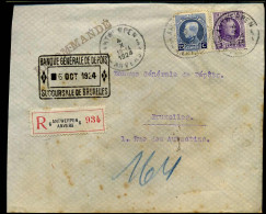 Aangetekende Brief Naar Brussel - "Banque Générale De Dépots, Succursale De Bruxelles" - Lettres & Documents