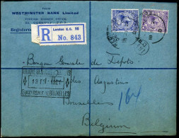 Registered Cover To Bruxelles - "Westminster Bank Ltd - Banque Générale De Dépots, Succursale De Bruxelles" - Brieven En Documenten