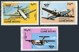 Guinea Bissau 568-570, CTO. Mi 754-756. ICAO, 40, 1984. Caravelle, DC-6B, IL-76. - Guinée-Bissau