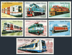 Guinea Bissau 795-801,802,MNH.Michel 1033-1039,Bl.276.Trains-89.Railroad Engines - Guinée-Bissau