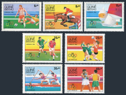 Guinea Bissau 571-577,578 Sheet, MNH. Olympics,Los Angeles-1984.Soccer,Dressage, - Guinée-Bissau