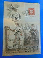 CARTE MAXIMUM DE FRANCE DE CENTENAIRE DU TIMBRE POSTE 1949 - 1940-1949