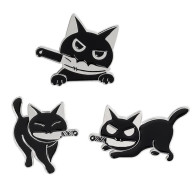 Lot De 3 Pin's NEUFS En Métal Pins - Chat Noir Avec Un Couteau Killer Cat - Animales