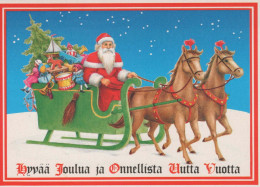 PÈRE NOËL Bonne Année Noël CHEVAL Vintage Carte Postale CPSM #PBB146.FR - Santa Claus
