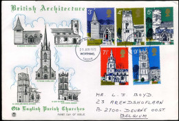 FDC - British Architecture, Old English Parish Churches - 1971-1980 Em. Décimales