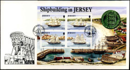 FDC - Shipbuilding In Jersey - Block - Ships - Jersey