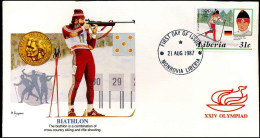 FDC Liberia - XXIV Olympiad - Biathlon - Autres & Non Classés