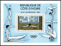 Ivory Coast C70, Hinged. Michel 619 Bl.15. Olympics Moscow-1980. Gymnastics. - Ivory Coast (1960-...)