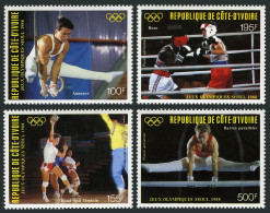Ivory Coast C115-C118, MNH. Mi 970-973. Olympics Seoul-1988. Gymnastic Rings, - Ivoorkust (1960-...)
