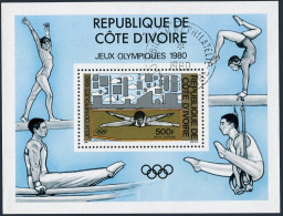 Ivory Coast C70, CTO. Michel 619 Bl.15. Olympics Moscow-1980. Gymnastics. - Ivory Coast (1960-...)