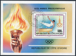 Ivory Coast 527, CTO. Michel Bl.15. Olympics Moscow-1980. Gymnastics. - Ivoorkust (1960-...)