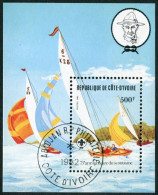 Ivory Coast 635,CTO.Michel 732 Bl.22. Scouting Year 1982,Scout Sailing. - Ivoorkust (1960-...)