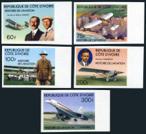 Ivory Coast 434-438,439 Imperf,MNH. Charles Lindbergh Solo Flight,1977. - Ivoorkust (1960-...)
