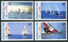 Ivory Coast C110-C113,C114,MNH.Mi 950-953,Bl.29. Olympics Seoul-1988.Sailing. - Ivoorkust (1960-...)