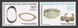 Ivory Coast 869-870, MNH. Michel 989-990. Jewelry From The National Museum,1989. - Costa D'Avorio (1960-...)