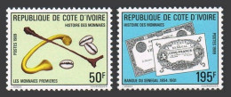 Ivory Coast 866-867,MNH.Michel 987-988. History Of Money,1989.Banknotes. - Ivoorkust (1960-...)