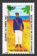 Ivory Coast 830,MNH.Michel 944. Stamp Day 1987.Mailman. - Ivoorkust (1960-...)