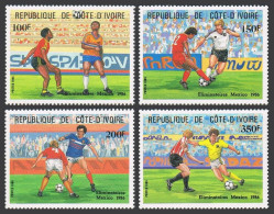 Ivory Coast 751-754,MNH.Michel 867-870. World Soccer Cup Mexico-1986. - Costa D'Avorio (1960-...)